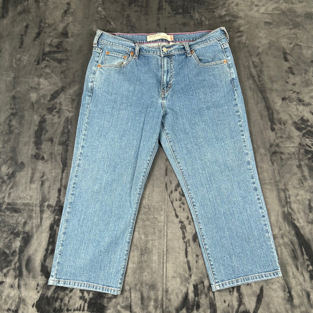 Levis 515 Nouveau Capri Jeans Womens Size 14 Blue Denim Cropped Stretch Pants
